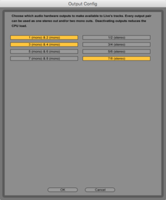 Live’s I/O configuration panel