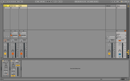 Live session view with basic tracks loaded