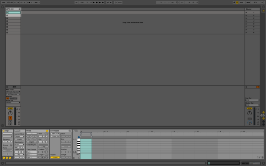 Screenshot of a newly created MIDI clip in Live's session view