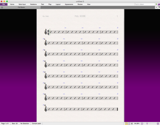 Lead sheet in Sibelius.