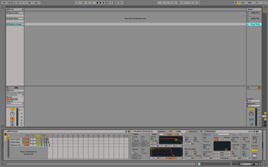 Final session view of the Instrument Rack with MIDI assignment.