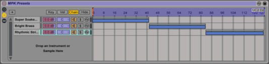 MIDI map view of a Chain List’s Zones.